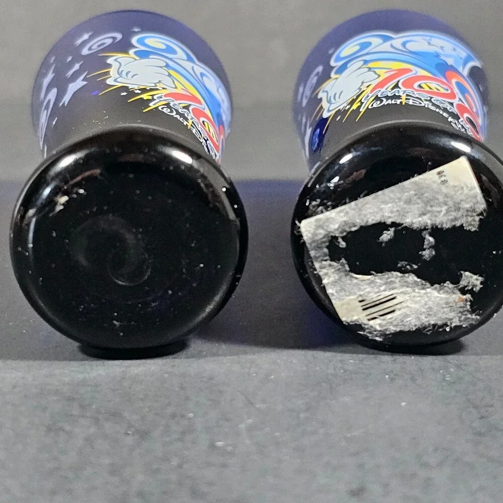 Vtg Set of 2 Walt Disney World 100 Years of Magic Cobalt Blue Shot Glasses 2001